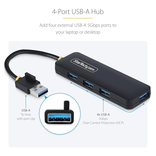 StarTech 4-Port USB-A Hub 5Gbps with 5in/13cm Cable, iMac (H5A4A-USB-HUB) - size: 0.4 ft, style: USB-A