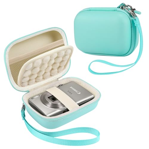 Leayjeen Hard EVA Camera Case Compatible with Canon PowerShot ELPH/IXUS, Kodak Pixpro FZ55/FZ45, Nikon Coolpix, Small Digital Camera, Shockproof Protective Camera Bag with Hand Strap-Green(Case Only) - color: Green