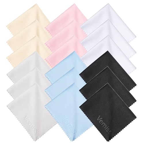 Vemiss 6 Pack Microfiber Glasses Cleaning Cloth, Wipes Lens Eyeglasses & Screens - Reusable, Portable with Keychain & Pouch - Sunglasses, Jewelry, Phone Cleaner Cloth (Color 1) - color: Color 1
