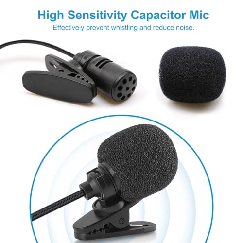 Kinizuxi 2 Pack Lavalier Lapel Microphone,Portable Collar Clip Mic for iPhone iPad Android Smartphone Amplifier Podcast PC/Laptop,Hands Free Mini Mic Recording for YouTube,Interview,Video,Vlog