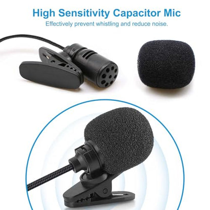 Kinizuxi 2 Pack Lavalier Lapel Microphone,Portable Collar Clip Mic for iPhone iPad Android Smartphone Amplifier Podcast PC/Laptop,Hands Free Mini Mic Recording for YouTube,Interview,Video,Vlog