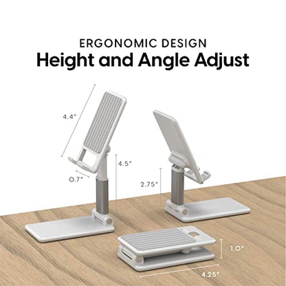 TALK WORKS Adjustable Cell Phone Desk Mount Compatible w/ iPhone 13/14 Series - Flexible Stand for Office, Home, Tabletop (White) - color: White