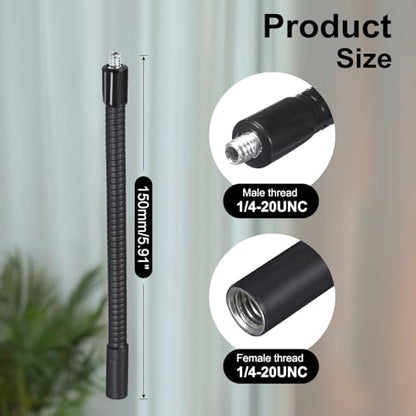 6-Inch Flexible Gooseneck Tubing, 1/4"-20 Female to Male Thread Universal Arm Gooseneck Extension Holder for Microphone, Tripod Phone, Camera, LED Video Lights - color: 1 Pack, size: 6 Inch