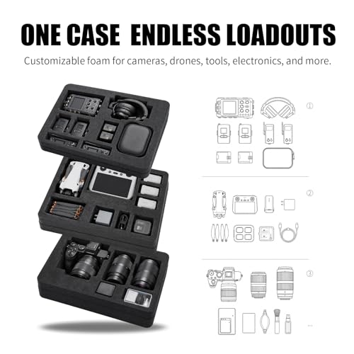 GORPANIX 16.5 x 13 x 6.9 Inch Hard Case with Customizable Foam, Hard Shell Protective Case for Mics, Heavy Duty IP67 Waterproof Gear for Microphone, Camera, Equipment, Electronics, Drone, Tools, etc - size: 16 inch Pluck Foam