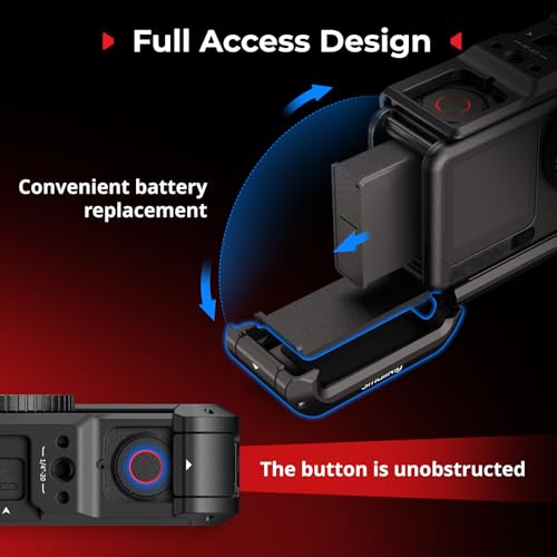 SmallRig Cage for DJI Osmo Action 6 (Advanced Edition), Aluminum Alloy Camera Cage with Cold Shoe, Wrist Strap, Lens Cover, Protective Frame with 1/4"-20 Locating Holes, Action 6 Accessories - 5887 - style: Advanced Cage