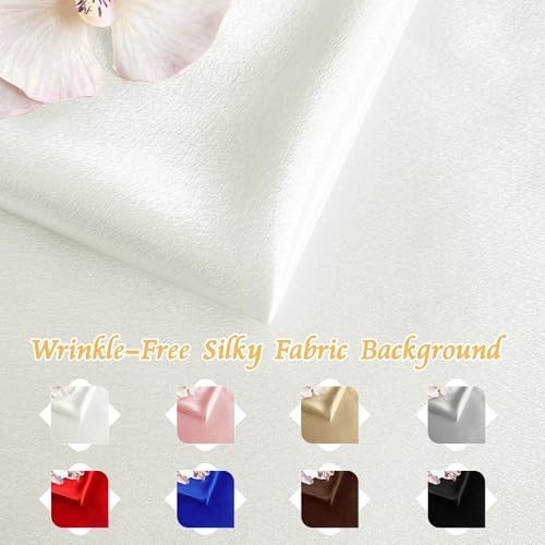 RUDONG M Satin Photography Backdrop, White, 3.3x2.5ft | Wrinkle-Free, Silky Fabric, For Jewelry/Cosmetics/Flat Lay/Studio, 100x75cm - color: White