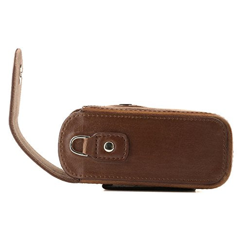 MegaGear Leather Camera Case with Strap Compatible with Canon PowerShot G7 X Mark III, G7 X Mark II, G7 X,Dark Brown - color: Dark Brown