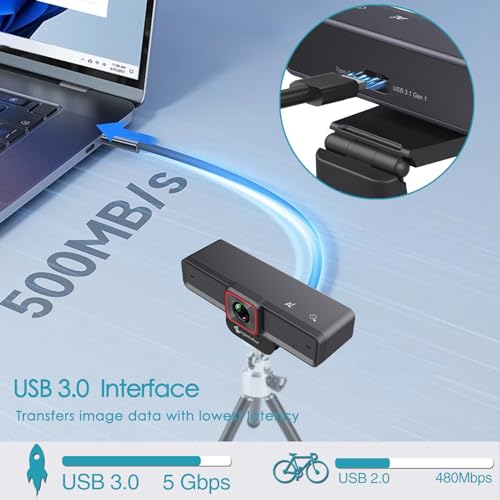 Angetube 4K AI Webcam for PC, AI-Trackig Computer Web Camera for Desktop | AI-Trackig, HDR, USB 3.0, Remote Control, 10X Digital Zoom, AI Noise-Cancelling Mics, USB Web Cam for Mac Laptop