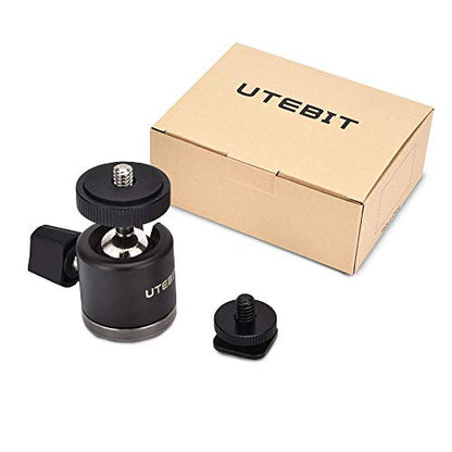 UTEBIT 20mm Mini Ball Head Tripod Head Mount with 1/4" hot Shoe, Black | 360° Rotatable Camera Mount Adapte Aluminium Ball Heads Compatible with Tripods, Monopods, HTC Vive, SLR Cameras Load 2.5lb - style: 20mm Ball Head