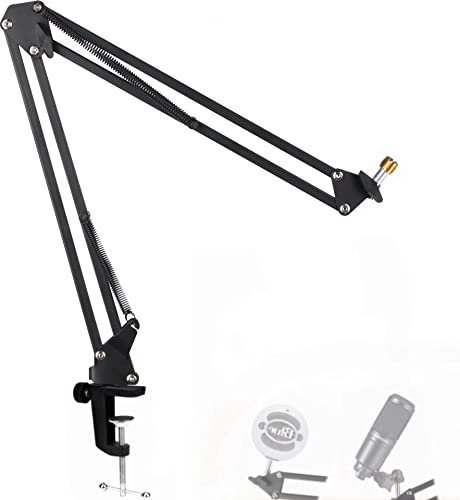 Snowball Mic Boom Arm - Heavy Duty Mic Boom Arm Desk Mount Adjustable Suspension Mic Stand Compatible with Audio-Technica AT2020,AT2020USB+, AT2035, ATR2500-USB, ATR2100-USB,Blue Snowball Microphone