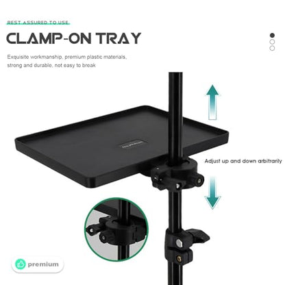 Microphone Stand Tray Adjustable Clamp on Shelf for Live Broadcast Sound Card Holder Mic Rack Stand Organizer for Singing Podcast Recording Streaming