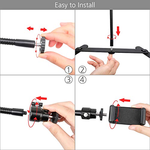 Photo Copy Pico Projector Stand,Chromlives Overhead Tripod Video Stand for Phone,Adjustable Tabletop Overhead Phone Mount,Gooseneck Mini Tripod Stand for Teaching Streaming Baking Crafting - color: Phone Copy Stand