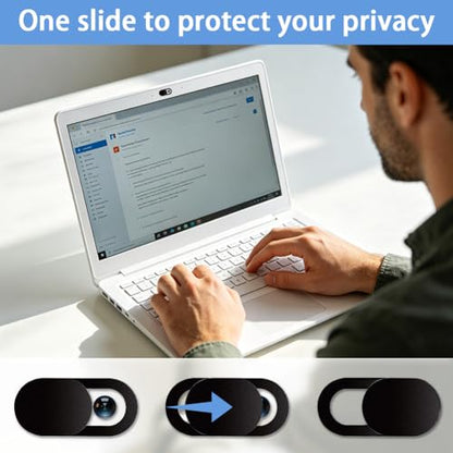 Webcam Cover Slide [8 Packs], 0.023-inch Ultra-Thin Plastic Webcam case, Suitable for MacBook Pro, iMac, Laptop, PC, iPad Pro, iPhone.