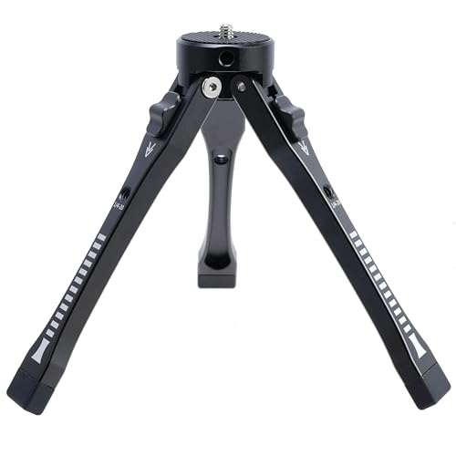 FocusFoto Aluminum Alloy Mini Adjustable Desktop Tripod - 4-Level Height (45mm-165mm) with 1/4"-20 Screw Holes, Foldable Hand Grip & Expandable Design for Phone/Camera Accessories - style: Tripod
