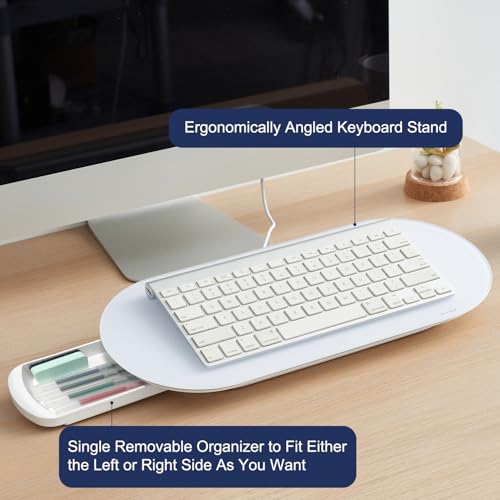 TSJ OFFICE Glass Desktop Whiteboard - 17 X 7 Inches Small Dry Erase Board with Warm White Light, Glass White Board Surface Notepad with 1 Drawer, Desk Organizers for Office, Home, School Supplies - color: Warm Light (White Glass)