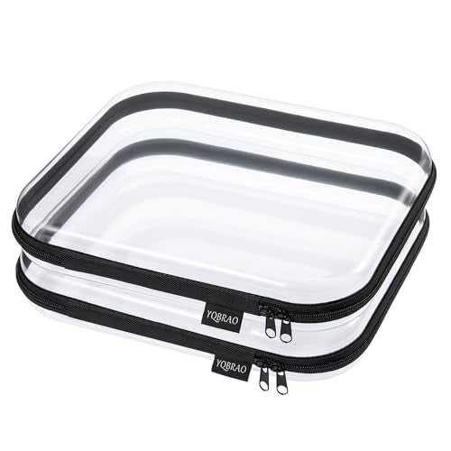 YQBRAO Clear Hard Shell Storage Organizer Set, 2-Pack, Black | Two large rigid PET organizers for electronics, travel, office and everyday organization - color: Black, size: LL