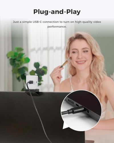 OBSBOT Meet 2-4K Webcam for PC with 1/2" Sensor, AI Framing & Autofocus, Beauty Mode, Lightweight, Gesture Control, HDR, Dual Microphone, 60 FPS, Web Cam for Streaming, Meeting, Gaming. (Cloud White) - color: Meet 2 White