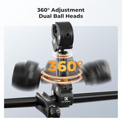 K&F CONCEPT Dual Super Clamp Camera Mount with 360° Ball Head, Bike/Motorcycle Handlebar Mount for Pole, Tripod, Desk, Flag, Umbrella - style: Super Clamp with Dual Clamp