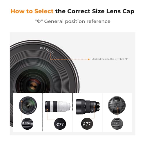 K&F CONCEPT 40.5mm Front Lens Cap Cover Kit, 5-in-1 Center Pinch Lens Cover + Anti-Loss Keeper + Microfiber Cleaning Cloth Compatible with Canon, Nikon, Sony Camera Lenses with 40.5mm Thread - size: 40.5mm