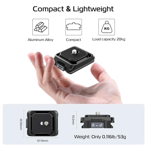 ULANZI UKA01 Quick Release Plate Kit, Arcac/F38 Interface Camera Quick Release Plate Mount Quick Setup w/ 1/4" to 3/8" Screw Thread Gimbles Sliders Tripods Adapter for Sony/Nikon/DJI/Fuji - size: Top + Base plate