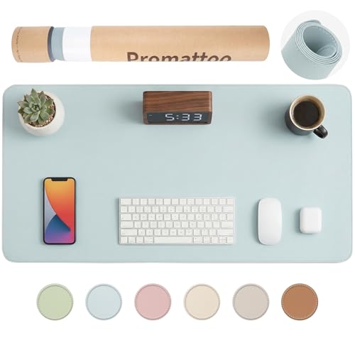 Silicone Desk Mat for Minimal, Creative, Vanity Desk – Reduces Glare, Comfortable Viewing – Writable, Non-Slip, Waterproof, Roll-Up – Food-Grade Platinum-Cured Silicone, Gift Tube（Mist Blue） - color: Mist Blue