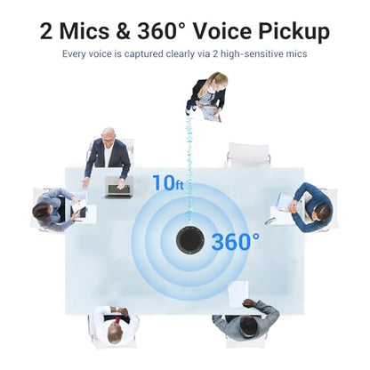 Conference Speaker and Microphone, Dual Al Mics with 360° Voice Pickup & Clear Sound, 10-14H Call Time, Bluetooth & USB-C/A Connection, Speakerphone for 1-6 People, Small Teams & Home Office