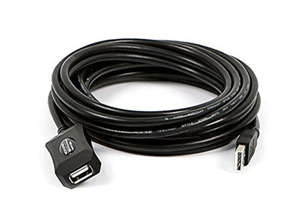 Monoprice USB 2.0 Male to Female Active Extension/Repeater Cable - Use with PlayStation, Xbox, Kinenct, Oculus VR, Card Reader, Hard Drive, Keyboard, Printer, Camera, 20/28AWG, 16 feet, Black - size: 16 Feet