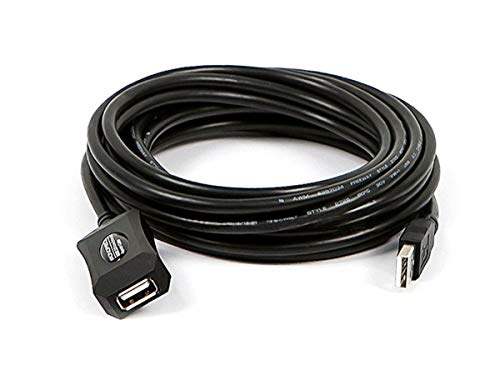 Monoprice USB 2.0 Male to Female Active Extension/Repeater Cable - Use with PlayStation, Xbox, Kinenct, Oculus VR, Card Reader, Hard Drive, Keyboard, Printer, Camera, 20/28AWG, 16 feet, Black - size: 16 Feet