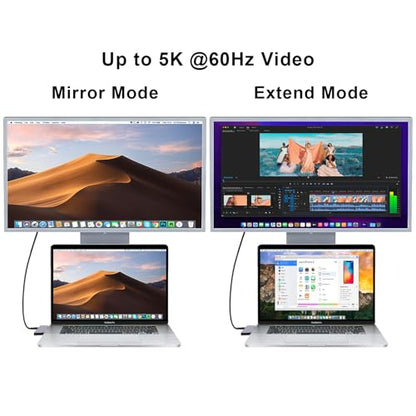 USB C Hub, 6 in 2 USB Adapter for MacBook Pro Air Thunderbolt 4 Dock with 100W PD, 40Gbps, USB-C 3.0, 2 USB-A 3.0, SD/TF Card Reader, Compatible with MacBook Pro Air M1/M2/M3/M4 - size: 9887 Midnight
