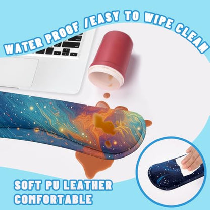 Cosmic Astronaut Desk Mat Set Colorful Galaxy Art Large Mouse Pad with Wrist Rest 4in1 Desk Mat for Desktop Ergonomic Keyboard Wrist Support Anti-Slip Computer Ergonomic Mouse Pad Home Office Gaming - color: Cosmic Astronaut