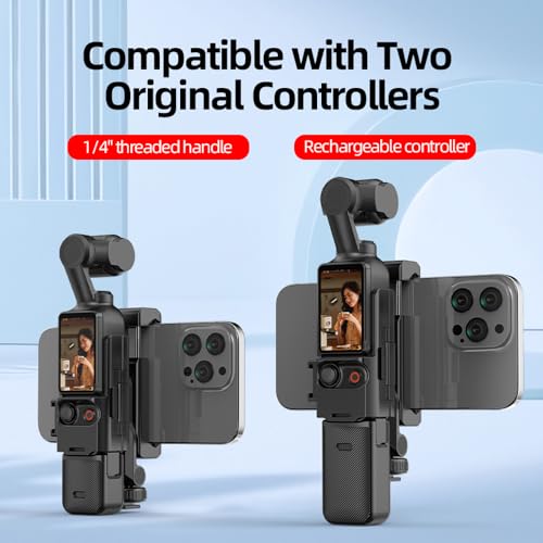 Coyktonty Phone Holder Set for DJI OSMO Pocket 3/Pocket 4 with 1/4 Threaded Hole and Cold Shoe Groove Attaches to tripods, Selfie Sticks, Fill-in Lights.