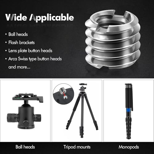 6PCS 1/4" to 3/8" Camera Convert Screw Tripod Adapter Mount, 3/8" to 1/4" Convert Screw Adapter Ball Head Reducer for Tripod, Monopod, Stainless Steel