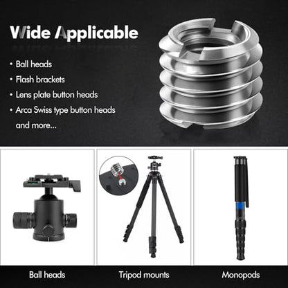 6PCS 1/4" to 3/8" Camera Convert Screw Tripod Adapter Mount, 3/8" to 1/4" Convert Screw Adapter Ball Head Reducer for Tripod, Monopod, Stainless Steel