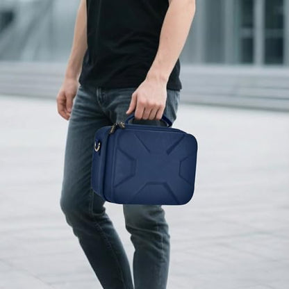 Comecase Hard Camera Case for Canon R50/R100/T7, for Sony A6400/ZV-E10 | Small Camera Bag with Hard EVA Shell, Adjustable Dividers, 6 Battery/SD Organizer Slots and Shoulder Strap, Dark Blue - color: Dark Blue