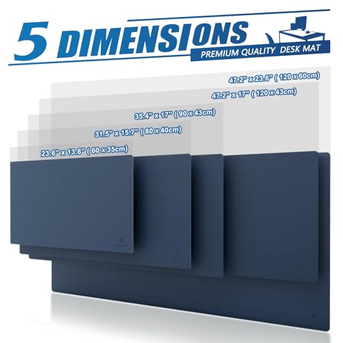 K KNODEL Large Office Leather Desk Mat, Mouse and Keyboard Pad, Computer and Laptop Mat, Desktop Protector and Cover, Writing Pad and Blotter (35.4"x17", Dark Blue) - color: Dark Blue, size: 35.4" x 17"