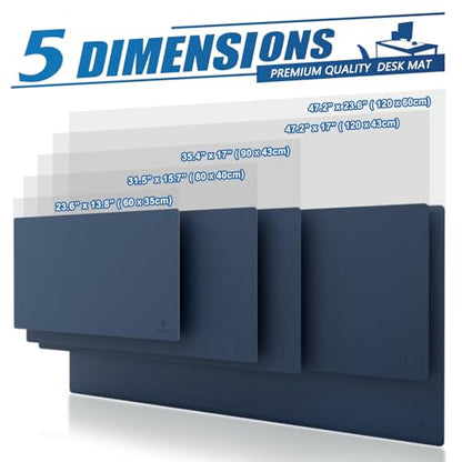 K KNODEL Large Office Leather Desk Mat, Mouse and Keyboard Pad, Computer and Laptop Mat, Desktop Protector and Cover, Writing Pad and Blotter (35.4"x17", Dark Blue) - color: Dark Blue, size: 35.4" x 17"