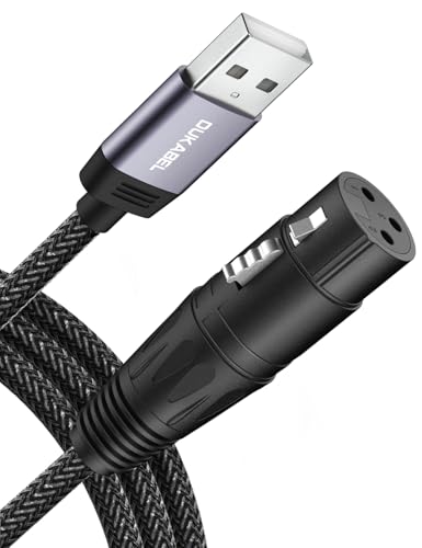 DUKABEL USB Microphone Cable, Upgraded XLR to USB-A Cable with 24bit/96KHz XLR Recording Cable for Podcasting Recording, 2.4M/8FT Mic Adapter for PC, Laptop