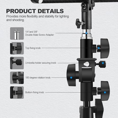 WELLMAKING U-Shape Camera Flash 180°Swivel Mount Bracket with Standard 1/4 to 3/8 inch Metal Male Screw Spigot Stud Compatible for Umbrella Softbox Reflector Holder Stand for Video Light Studio Light - style: U-Shape Mount