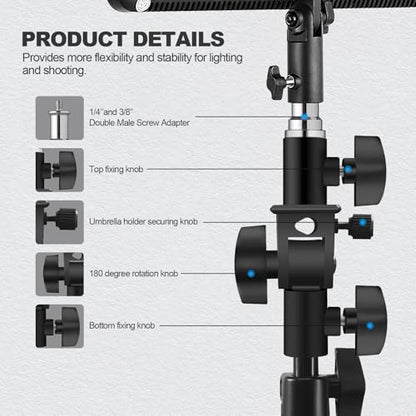WELLMAKING U-Shape Camera Flash 180°Swivel Mount Bracket with Standard 1/4 to 3/8 inch Metal Male Screw Spigot Stud Compatible for Umbrella Softbox Reflector Holder Stand for Video Light Studio Light - style: U-Shape Mount
