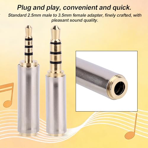 4pcs 2.5mm to 3.5mm & 3.5mm to 2.5mm Stereo/Mono Audio Adapters, Male-to-Female Stereo Audio Converter Jack Adapter for Headphones Smartphones Tablets Mic Television