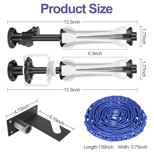 EMART Photography Backdrop Wall Mount Single Roller Support System with 2 x Single Hook, 2 x Expand Bar, 1 x Chain, Manual Photo Background Holder, Ceiling Mounted for Studio Live Streaming - size: 1 chain