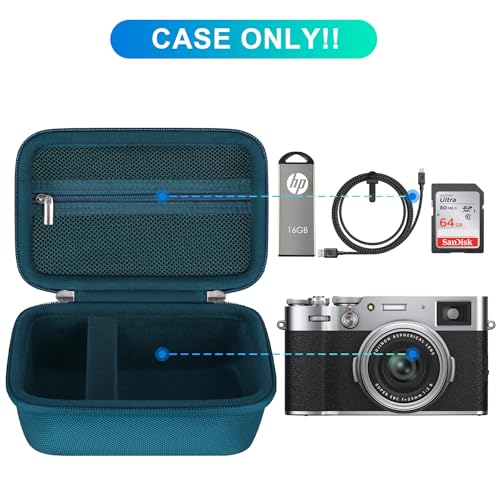 BOVKE Carrying Case for Fujifilm X100VI / X100V / X-E5 Digital Camera, Extra Mesh Pocket for Fuji Camera Accessories Charging Cables, Blue - color: Blue