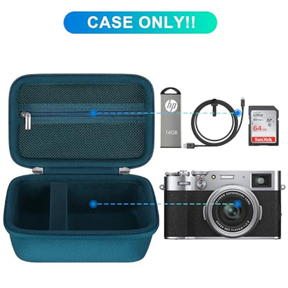BOVKE Carrying Case for Fujifilm X100VI / X100V / X-E5 Digital Camera, Extra Mesh Pocket for Fuji Camera Accessories Charging Cables, Blue - color: Blue