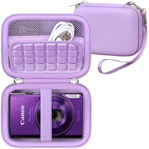 RAIALL Carrying Case for Canon PowerShot ELPH 360 HS A/IXY 650/ Canon IXUS 285 HS/Sony DSCW830/ CAMKORY/VAHOIALD Digital Camera, Vlogging Camera Travel Bag, Mesh Pocket for Batteries, Purple - color: Purple