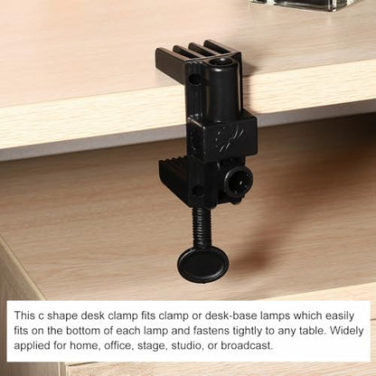 PATIKIL 0.51" Hole Dia. Desk Clamp, 4 Pcs Plastic Adjustable Universal C-Clamp Base for Microphone Mic Arm Table Lamp Gooseneck Mount Holder, Black
