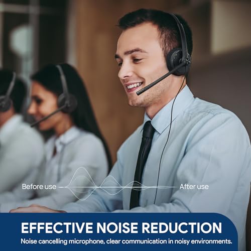 Yealink UH34 USB Headset with Mic, Single Ear Wired Headphones with Noise Cancelling Microphones, Professional Work Headphones VoIP Phone Computer Call Center Office,Ultra Light Mono