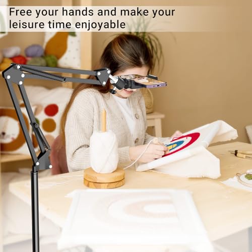 Floor Overhead Phone Mount, Phone Tripod Stand for Video Recording, Arm Holder Compatible with iPhone Camera with 1/4”Screw for Filming, Food Photograhy, Live Content Creation