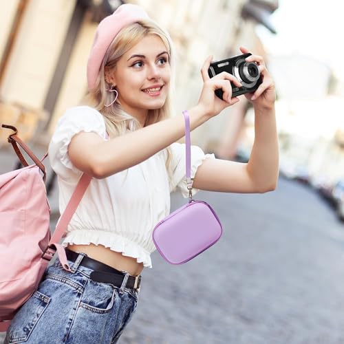 Leayjeen Hard EVA Camera Case Compatible with Canon PowerShot ELPH/IXUS, Kodak Pixpro FZ55/FZ45, Nikon Coolpix, Small Digital Camera, Shockproof Protective Camera Bag with Hand Strap-Purple(Case Only) - color: Purple