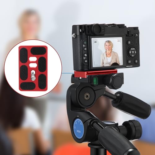 Frienda 2 Pieces Metal Quick Release Plate with 1/4''-20 Camera Screw Tripod Mount Plate Fits Standard for DSLR Camera Tripod Ball Head(Pu60,Red) - color: Red, style: PU60
