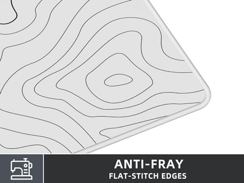 Rinaze Extra Large Gaming Mouse Pad with White Topographic, XXL Mousepad, Big Mouse Mat Desk Pad, Non Slip Keyboard Pad for Gaming Computer Laptop PC Office Desk Accessories - color: White
